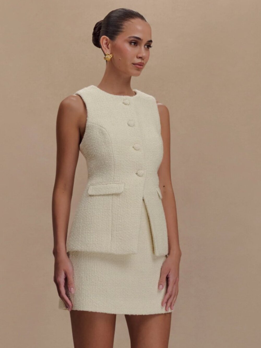 Meshki Cream Sleeveless Vest